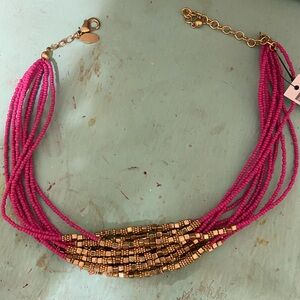 Chico’s Hot Pink and Gold Necklace